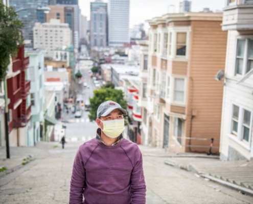 Henry Zhang in San Francisco on Feb. 16, 2021. (Beth LaBerge/KQED)