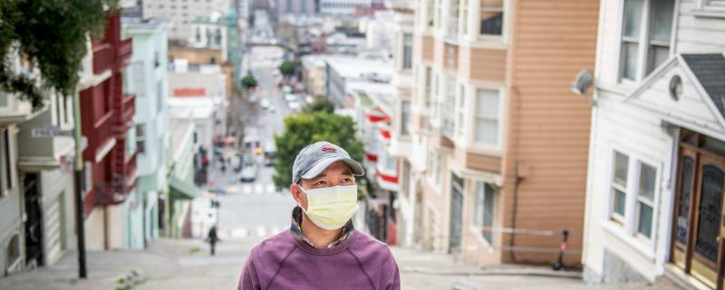 Henry Zhang in San Francisco on Feb. 16, 2021. (Beth LaBerge/KQED)